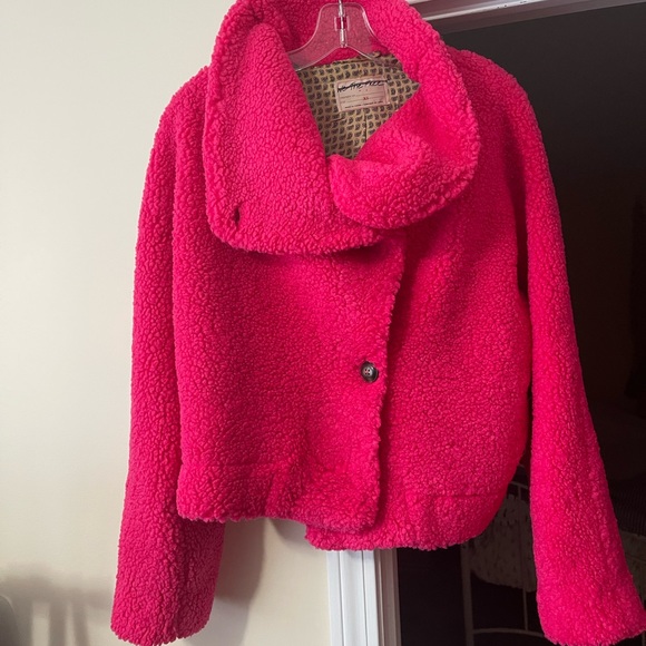 COPY - Free People Izzy Wrap Teddy Jacket fuchsia - Picture 7 of 11